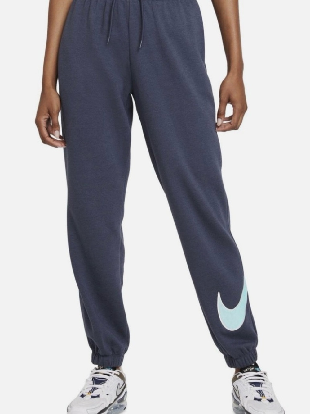 Nike Sportswear Easy Fleece Joggers Navy Sweatpants with Aqua Swoosh Accent